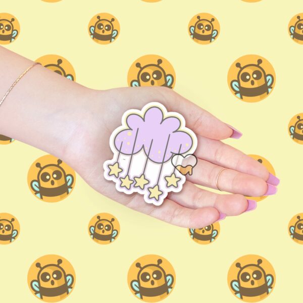 This image shows an hand-drawn adorable sticker, Sweet Lavender Cloud, which is available to purchase from HunnieByte.com