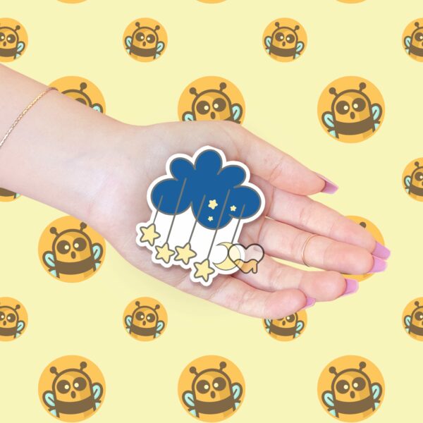 This image shows an hand-drawn adorable sticker, Stormy Clouds Sticker, which is available to purchase from HunnieByte.com