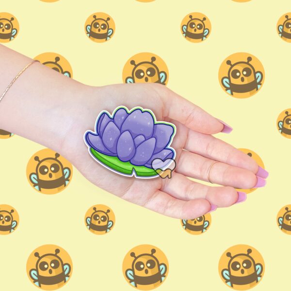 This image shows an hand-drawn adorable sticker, Lotus Flower Sticker, which is available to purchase from HunnieByte.com