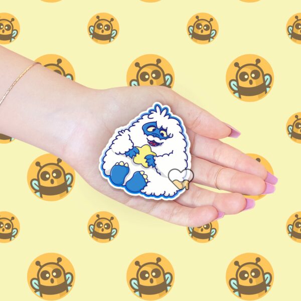 This image shows an hand-drawn adorable sticker, Derpy Yeti Star Sticker, which is available to purchase from HunnieByte.com