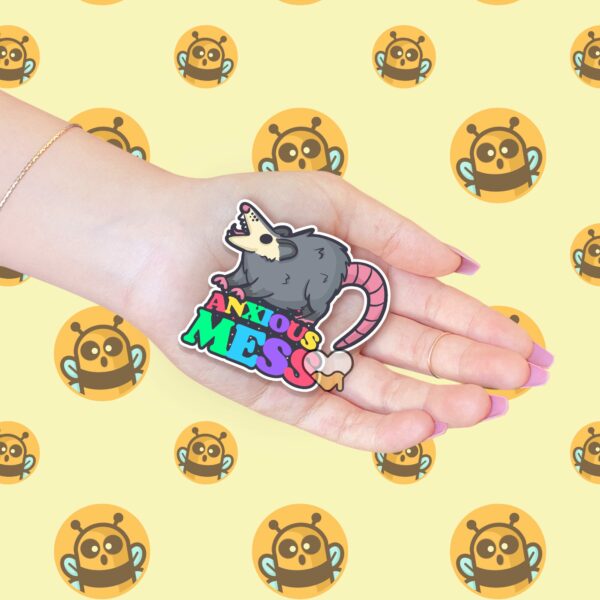 This image shows an hand-drawn adorable sticker, Anxiety Ridden Sticker, which is available to purchase from HunnieByte.com