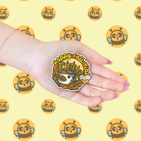 This image shows an hand-drawn adorable sticker, Dont Worry Be Cappy Sticker, which is available to purchase from HunnieByte.com