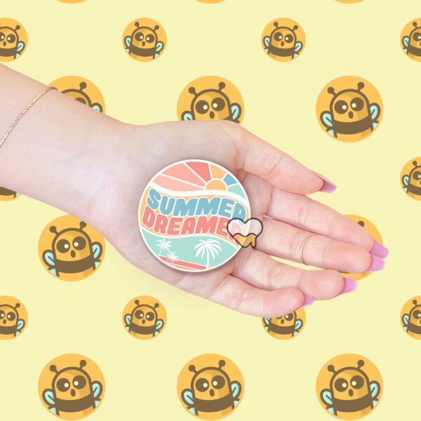 This image shows an hand-drawn adorable sticker, Summer Dreamer Sticker, which is available to purchase from HunnieByte.com