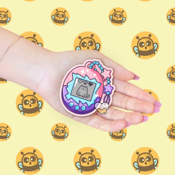 This image shows an hand-drawn adorable sticker, Pet Cat Game Sticker, which is available to purchase from HunnieByte.com