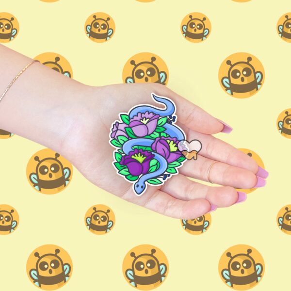 This image shows our adorable sticker finishes, Floral Snake Sticker, which is available to purchase from HunnieByte.com