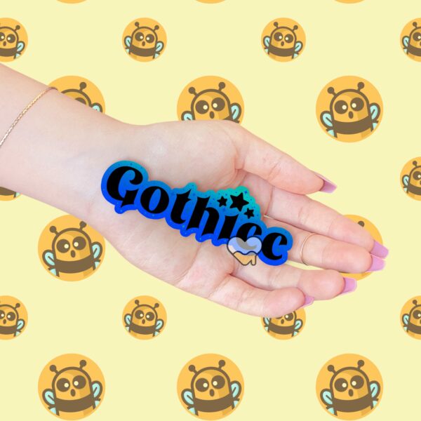 This image shows our adorable sticker finishes, Gothicc Sticker, which is available to purchase from HunnieByte.com