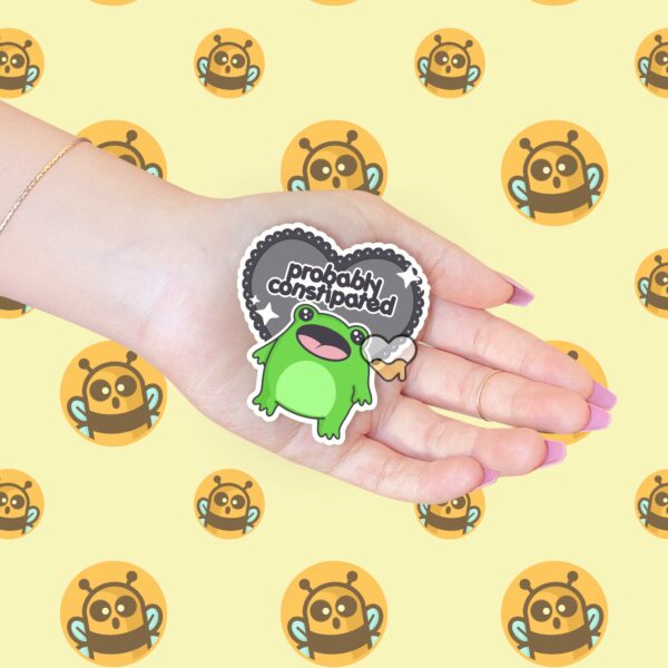 This image shows our adorable sticker finishes, Boopie Probably Constipated Sticker, which is available to purchase from HunnieByte.com