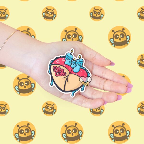 This image shows our adorable sticker finishes, Nice Cake Sticker, which is available to purchase from HunnieByte.com