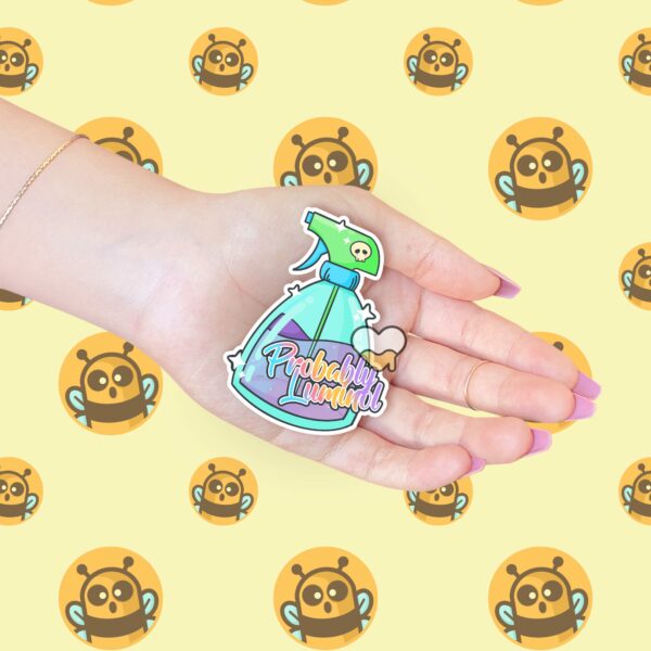 This image shows our adorable sticker finishes, Probably Luminol Sticker, which is available to purchase from HunnieByte.com