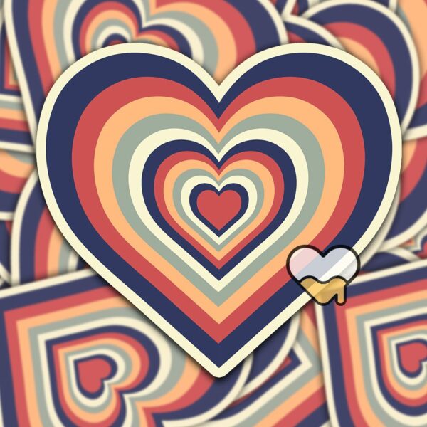 This image shows our adorable sticker finishes, Retro Heart Sticker, which is available to purchase from HunnieByte.com