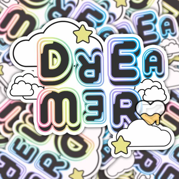 This image shows our adorable sticker finishes, Dreamer Sticker, which is available to purchase from HunnieByte.com