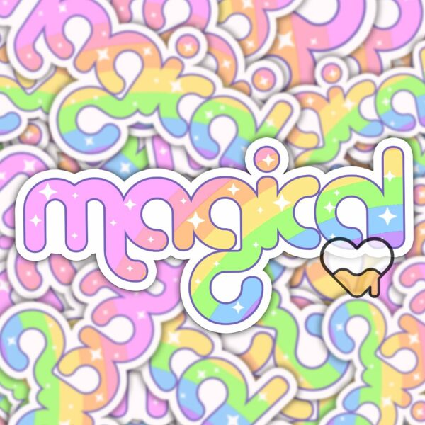 This image shows our adorable sticker finishes, Magical Sparkle Sticker, which is available to purchase from HunnieByte.com