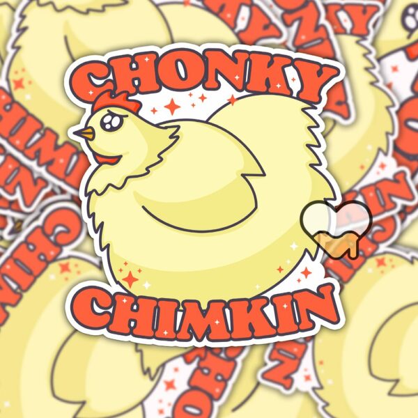 This image shows an hand-drawn adorable sticker, Chonky Chimkin Sticker, which is available to purchase from HunnieByte.com