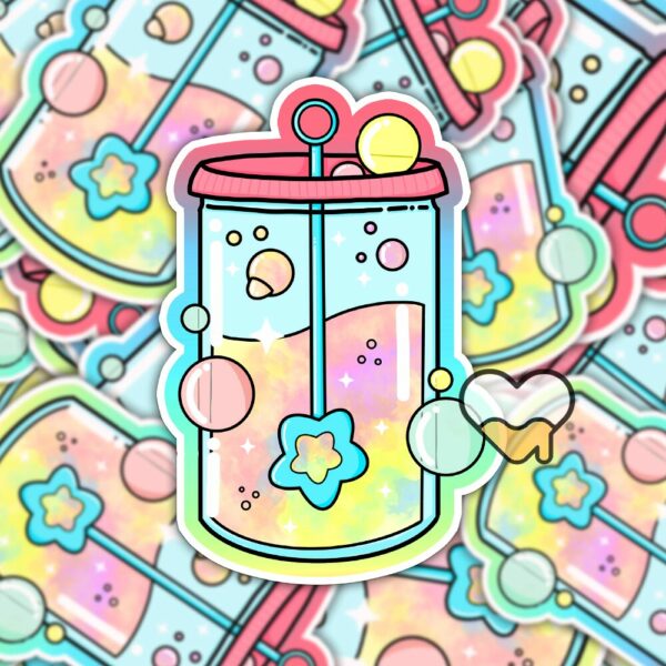 This image shows an hand-drawn adorable sticker, Kawaii Bubbles Sticker, which is available to purchase from HunnieByte.com