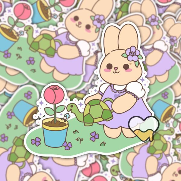 This image shows an hand-drawn adorable sticker, Lavender Keep Growing Sticker, which is available to purchase from HunnieByte.com