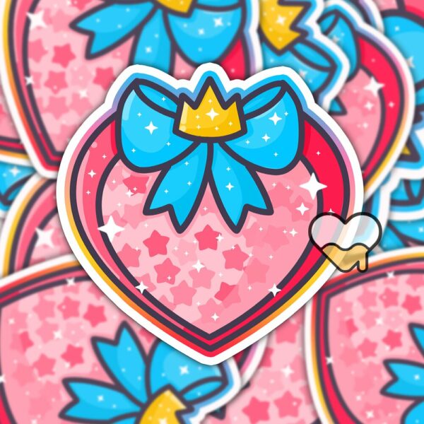 This image shows an hand-drawn adorable sticker, Magical Girl Heart Shield Sticker, which is available to purchase from HunnieByte.com