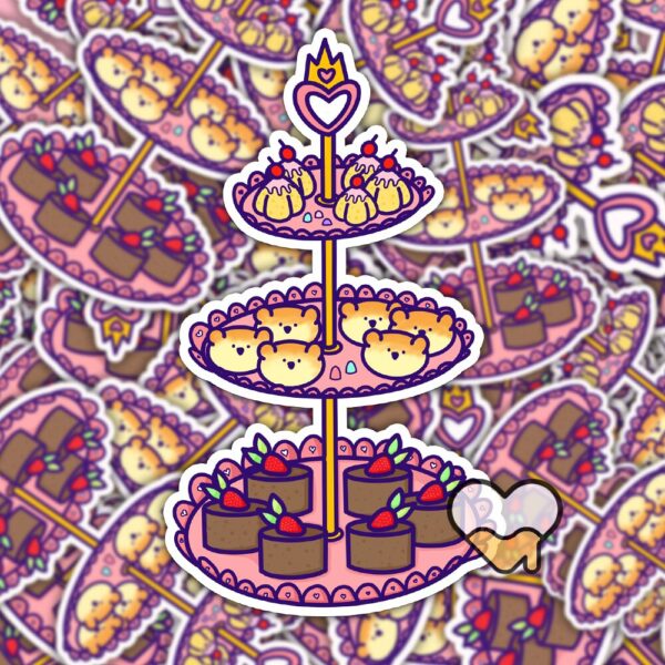 This image shows an hand-drawn adorable sticker, Sweet Treat Tray Sticker, which is available to purchase from HunnieByte.com