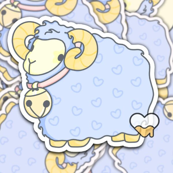 This image shows an hand-drawn adorable sticker, Adorable Little Ram Sticker, which is available to purchase from HunnieByte.com