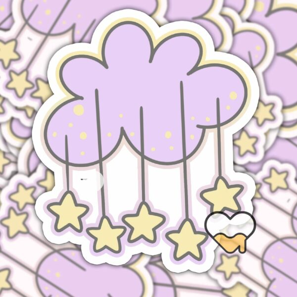 This image shows an hand-drawn adorable sticker, Sweet Lavender Cloud, which is available to purchase from HunnieByte.com