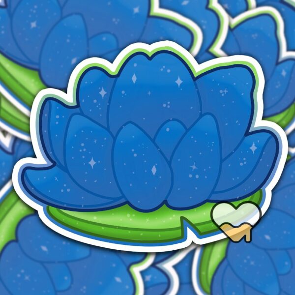 This image shows an hand-drawn adorable sticker, Lotus Flower Sticker, which is available to purchase from HunnieByte.com