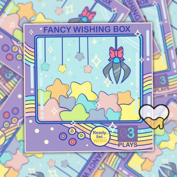 This image shows an hand-drawn adorable sticker, Fancy Wish Box Sticker, which is available to purchase from HunnieByte.com