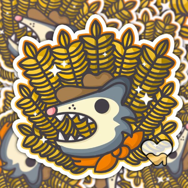 This image shows an hand-drawn adorable sticker, Farmer Bernerd Possum Sticker, which is available to purchase from HunnieByte.com