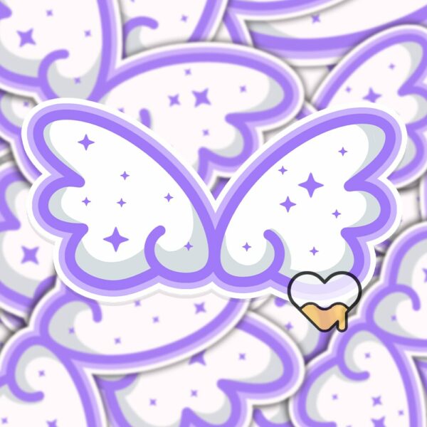 This image shows an hand-drawn adorable sticker, Cute Cloud Wings Sticker, which is available to purchase from HunnieByte.com