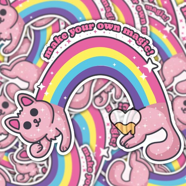 This image shows an hand-drawn adorable sticker, Make Your Own Magic Sticker, which is available to purchase from HunnieByte.com