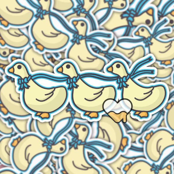 This image shows an hand-drawn adorable sticker, Goose Friends Sticker, which is available to purchase from HunnieByte.com