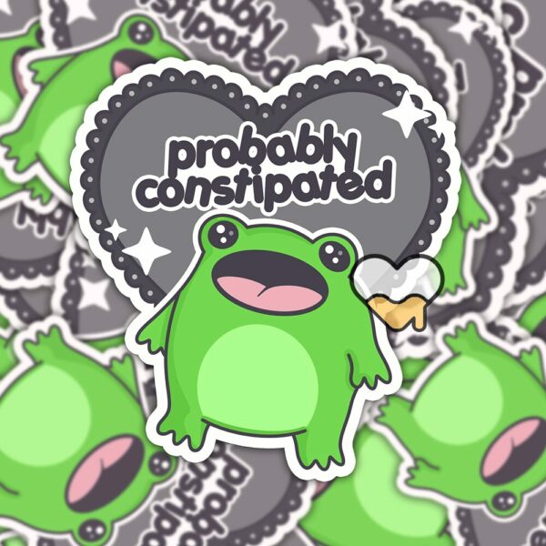 This image shows our adorable sticker finishes, Boopie Probably Constipated Sticker, which is available to purchase from HunnieByte.com