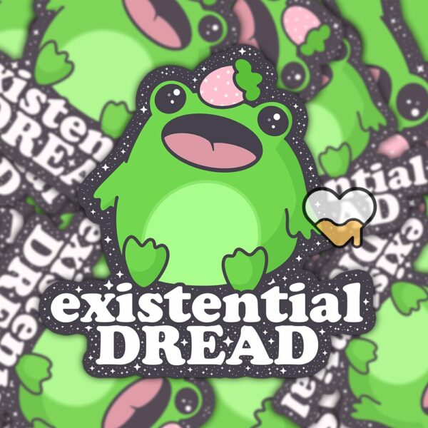 This image shows our adorable sticker finishes, Boopie Boopie Existential Dread Sticker Sticker, which is available to purchase from HunnieByte.com