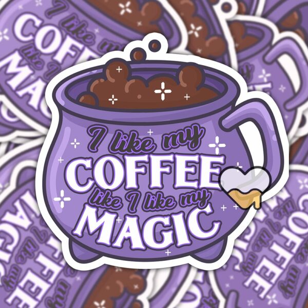 This image shows our adorable sticker finishes, I Like My Coffee Sticker, which is available to purchase from HunnieByte.com