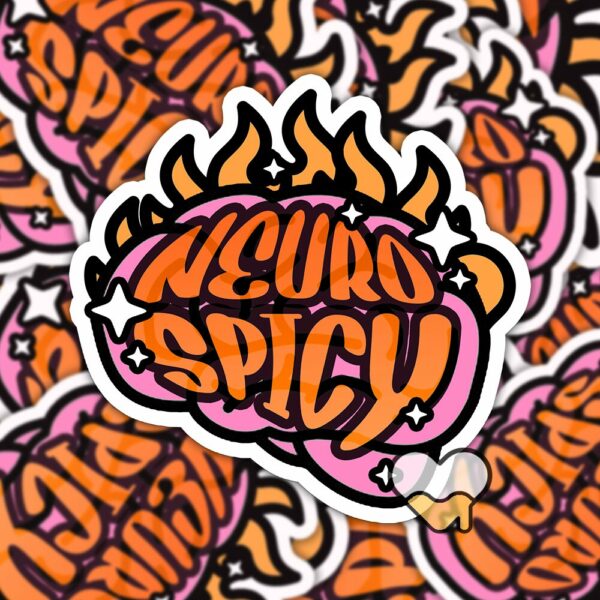 This image shows our adorable sticker finishes, Neuro Spicy Sticker, which is available to purchase from HunnieByte.com