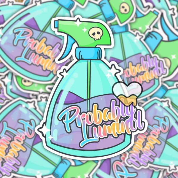 This image shows our adorable sticker finishes, Probably Luminol Sticker, which is available to purchase from HunnieByte.com