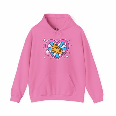 This image shows an adorable hand-drawn hoodie, Cheese Hoodie, which is available to purchase from HunnieByte.com