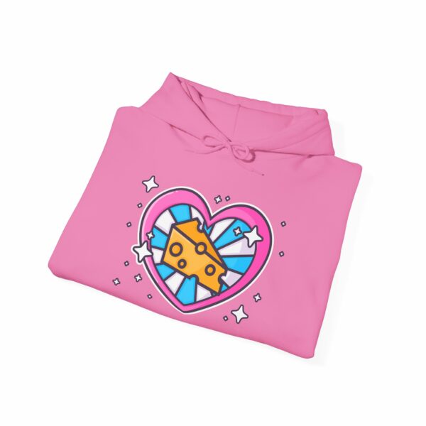 This image shows an adorable hand-drawn hoodie, Cheese Hoodie, which is available to purchase from HunnieByte.com