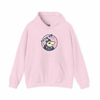 This image shows an adorable hand-drawn hoodie, Cutie Pie Possum Hoodie, which is available to purchase from HunnieByte.com