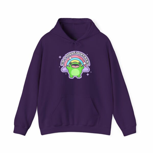 This image shows an adorable hand-drawn hoodie, Im A Disappointment Boopie The Frog Hoodie, which is available to purchase from HunnieByte.com