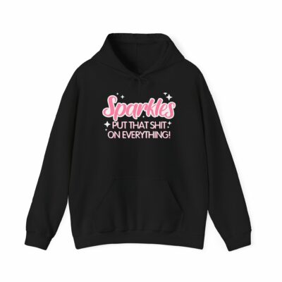 This image shows an adorable hand-drawn hoodie, Spread Sparkles Hoodie, which is available to purchase from HunnieByte.com