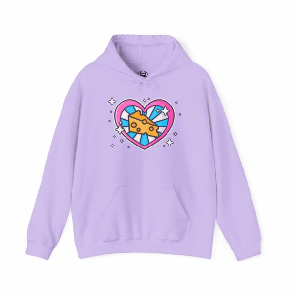 This image shows an adorable hand-drawn hoodie, Cheese Hoodie, which is available to purchase from HunnieByte.com