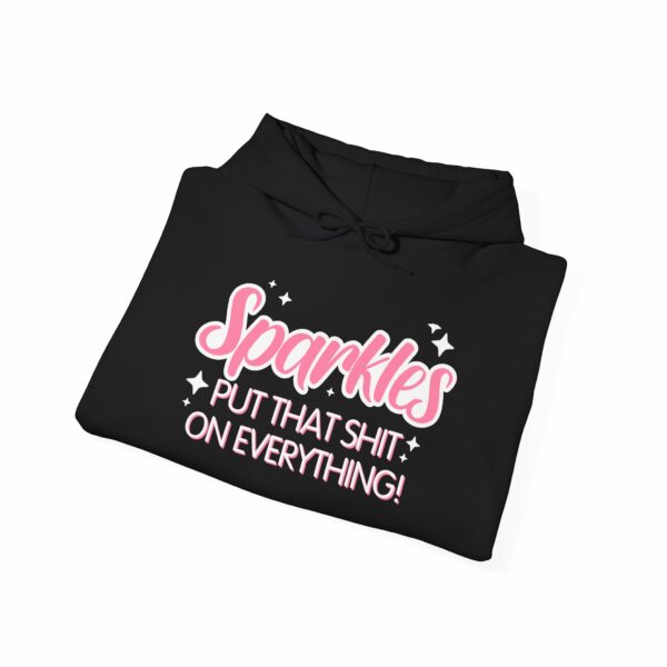 This image shows an adorable hand-drawn hoodie, Spread Sparkles Hoodie, which is available to purchase from HunnieByte.com