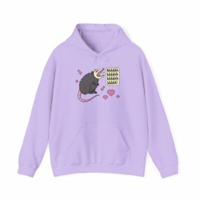 This image shows an adorable hand-drawn hoodie, Ahhh Screaming Possum Hoodie, which is available to purchase from HunnieByte.com