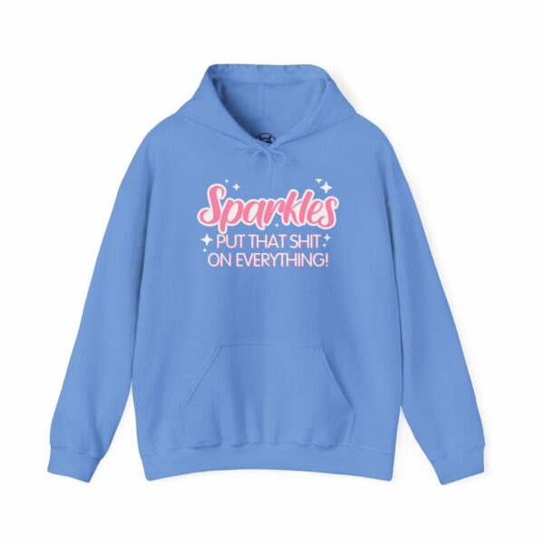 This image shows an adorable hand-drawn hoodie, Spread Sparkles Hoodie, which is available to purchase from HunnieByte.com