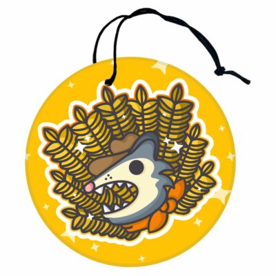 This image shows a hand-drawn adorable air freshener, Farmer Bernerd Possum Air Freshener, which is available to purchase from HunnieByte.com