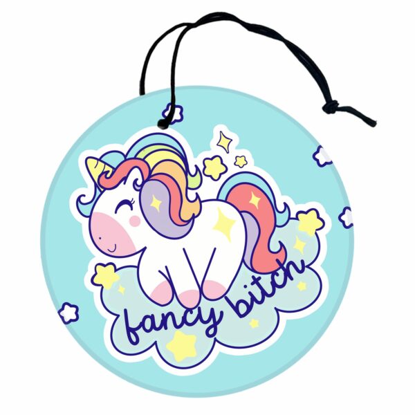 This image shows a hand-drawn adorable air freshener, Fancy Bitch Air Freshener, which is available to purchase from HunnieByte.com