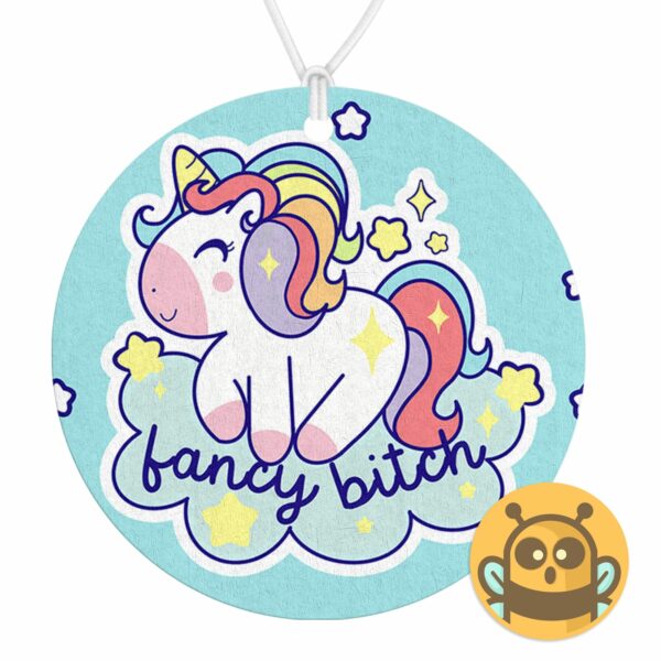 This image shows a hand-drawn adorable air freshener, Fancy Bitch Air Freshener, which is available to purchase from HunnieByte.com