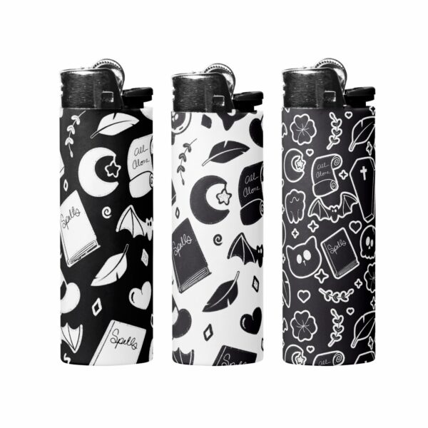 This image shows an adorable hand-drawn lighter wrap, Spooky Scribbles Lighter Wraps, which is available to purchase from HunnieByte.com