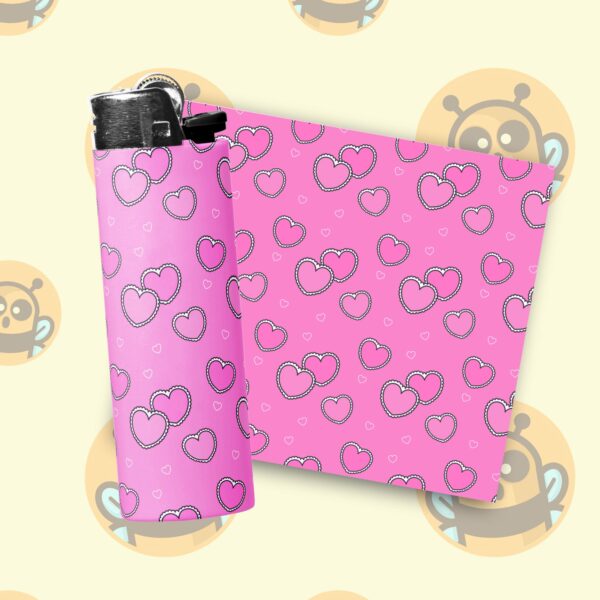 This image shows an adorable hand-drawn lighter wrap, Cute Hearts Lighter Wraps, which is available to purchase from HunnieByte.com