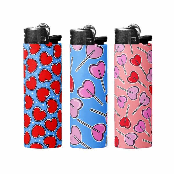 This image shows an adorable hand-drawn lighter wrap, Heart Lollis Lighter Wraps, which is available to purchase from HunnieByte.com