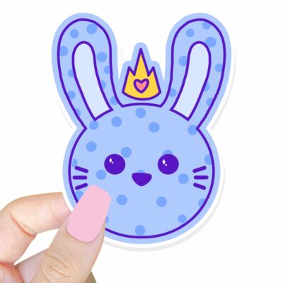 This image shows an hand-drawn adorable sticker, Bunny Prince Sticker, which is available to purchase from HunnieByte.com